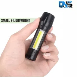 daily needs shop Rechargeable LED Mini Troch Zoomable 3 Modes COB 9 W 4 hrs Torch Emergency Light image 4