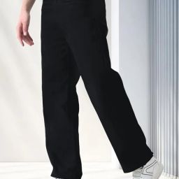 Men Loose Fit Mid Rise Black Jeans-image-65