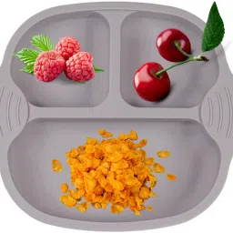 Self-Feeding Baby Dish With Suction Cups,Toddler Plates, Microwave | Oven Safe- Silicone-picture-2