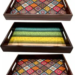 Wooden Tray set of 3 for serving Tea/coffee/snacks AHS-TRAY062 Tray-image-89