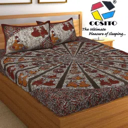 144 TC Cotton Double Jaipuri Prints Flat Bedsheet-image-67