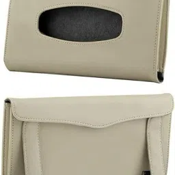 Car Sun Visor Armrest Back Seat Beigh Tissue Napkin Box Holder Vehicle Tissue Dispenser-13