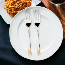 fns Raga Gold Plated 6 Dinner Fork Stainless Steel Cutlery Set image 4