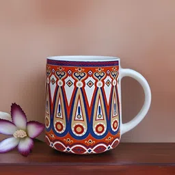 MITHILA Handicrafts Red Printed Ceramic Glossy Mugs Set of Cups and Mugs-image-9