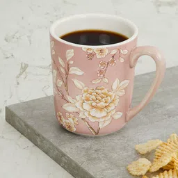 Home Centre Pink & White Printed Dishwasher Safe Stoneware Glossy Mug 360ml-38