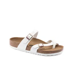 Birkenstock Women Regular Width White Mayari Buckles Flats-image-10