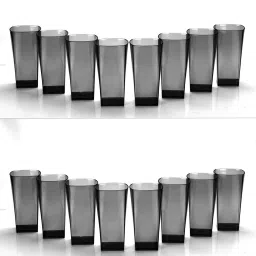 (Pack of 16) SQUARE Shape Plastic UNBREAKABLE Water Glasses Grey Set of 16 Glass Set Water/Juice Glass-image-13