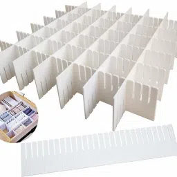 12 Pcs Adjustable Stretchable Interlocking Drawer Clapboard Divider/Grid Closet Sorting Partition/Plastic Strips Separators cabinet Storage box organizer| Clothes/Socks/Makeup,12 Pc Drawer Divider (Plastic) Drawer Divider-image-35