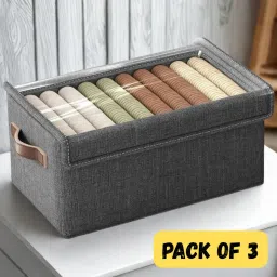 AshmakamMart 3 Pcs Storage Box with Lid, Large Capacity Bins for Daily Storage Poly-canvas Laundry Bag-25