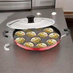 hriday NEW1010-Red_Appam_Paniyarakkal257 Paniarakkal with Lid 1 L capacity 20 cm diameter-picture-0