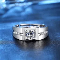 Exclusive Limited Edition Adjustable Stone Rings For Men & Boys Stainless Steel Zircon Sterling Silver Plated Ring-16