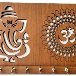 Designer Wooden Key Holder for Home | Key Stand (om ganesh) Wood Key Holder-15