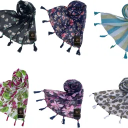 Printed Chiffon Women Multicolor Fancy Scarf, Scarf, Stole-image-55