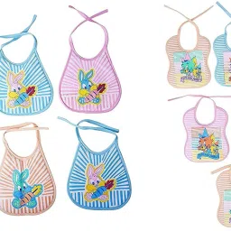 Soft Cotton Washable & Reusable Multicolor Highly Absorbing/Comfortable and Easily Adjustable Feeding Bibs In Apron Style For Babies,Toddlers,Infants-image-10