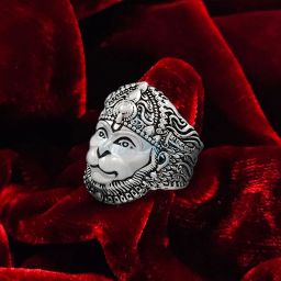 Majestic Hanuman Face Ring – Bold Silver Statement Ring for Devotees Alloy Silver Plated Ring-image-23