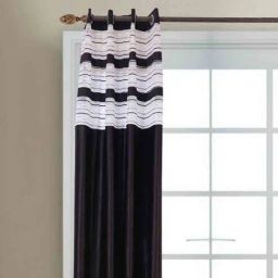 mfd home furnishing Black Polycotton Solid 9 Ft Sheer Eyelet 1 Curtain-picture-40