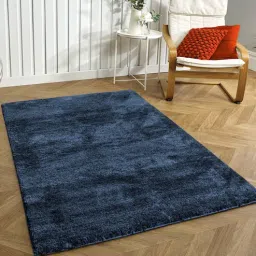 luxe home international Navy Blue Solid Microfibre 4 ft x 6 ft Machine Made Carpet-picture-9