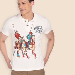 u.s. polo assn. Men Printed Polo Neck Pure Cotton White T-Shirt-picture-49