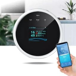 okos WiFi Smart Gas Leak Detector | Methane, LPG, Natural Gas Sensor with Inbuilt Display | Fire & Smoke Safety Alarm for Home & Kitchen | Smart App Alerts | Requires Power Adapter image 2