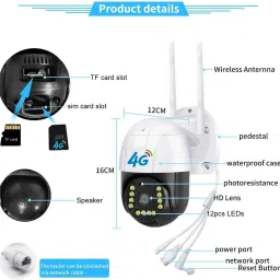 MANIA ELECTRO 4G 5MP PTZ Sim Camera with Live View Two Way Intercomm IP 66 Support SD/SIM Card Security Camera image 3