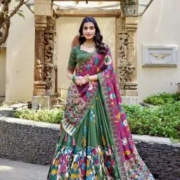 Printed Semi Stitched Lehenga & Crop Top-image-4