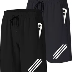 avolt Pack of 2 Solid Men Grey, Black Sports Shorts-picture-12