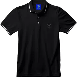 Men Solid Polo Neck Polyester Black T-Shirt-image-98