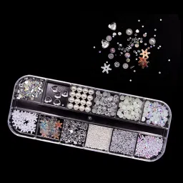 Nail Art Rhinestone Jewellery DIY 12Grid Mixed Design for 3D Nail Art Decoration-18