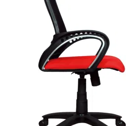 rajpura Smart Medium Back Revolving Chair with Centre Tilt mechanism in Red Fabric and Black mesh/net back Fabric Office Executive Chair image 5