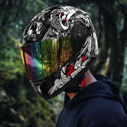 super sliver rambo glass Motorbike Helmet-image-86
