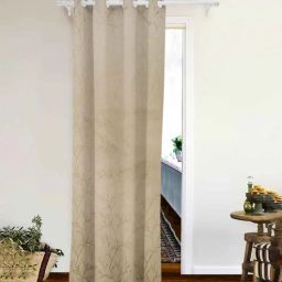 the conversion Cream Velvet Abstract 7ft Room Darkening Eyelet Door Curtain (1 Pc)-picture-5