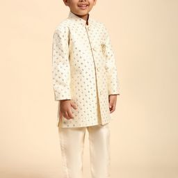 Pro-Ethic STYLE DEVELOPER Boys Floral Embroidered Regular Sequinned Kurta with Churidar image 2