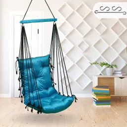 Cotton Rope Hammock Swing Chair for Kids,Wooden Swing for Kids,Jhula for Outdoor Swings-image-0