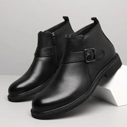 Italian Leather Ankle Formal Chelsea Boot For Men High Neck Long Shoes For Men Slip On For Men-image-17