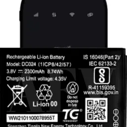 AEV Mobile Battery For Airtel Original DC024 | H12348 | WD670 Reliance Airtel My WiFi AMF-311WW 4G Hotspot | ZTE Wipod Airtel 4G Hotspot-2300mAh image 2