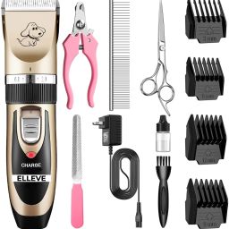 Dog Grooming Kit & Trimmer |Low Noise |Rechargeable |Cordless Trimmer for Dogs Gold Pet Hair Trimmer-35