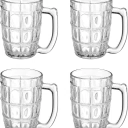 (Pack of 4) Beer Mug Glass for Home Dining Tableware Beer/Juice Cold Beverages (4) Glass Set Beer Mug-24