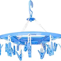 Cloth Drying Stand Hanger With 24 Clips | Baby Clothes Hanger Plastic Dress Hanger For Dress-image-32