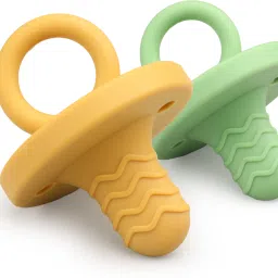Silicone 2in1 Baby Soother Pacifier & Teether, Set of 2, with swirled surface Teether-image-33