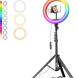 shipsify 10 Inches Big RGB LED Ring Light with Tripod Stand LED Dimmable for Live Stream Ring Flash-picture-19