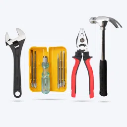 HGCM145M1 Combo of 4Pcs- Plier, Adjustable Wrench, 5in1 Screwdriver, Claw Hammer Hand Tool Kit-image-10