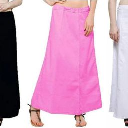 Gugaliya BLACK WHITE BABY PINK Pure Cotton Petticoat-image-4