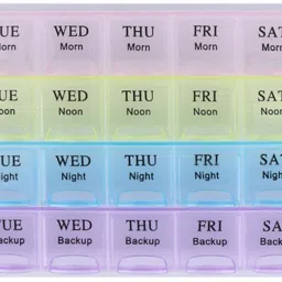 28 Medication Organizer box - 7 Days, 3 Times a Day with Backup Storage Compartment for Emergency Storage (color & Design May Vary) Pill Box-17