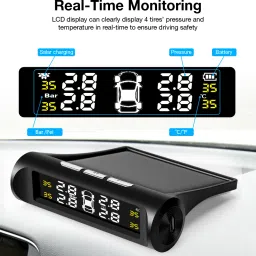 ausha Digital Tire Pressure Gauge Tyre Pressure Monitoring System TPMS with Solar Charging and External Sensors image 2