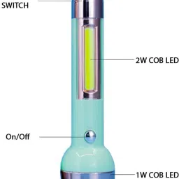 jy-super Care 4 Mode 2 In1 Plastic LED Light and 1 COB Side Flashlight with Charger Torch image 3