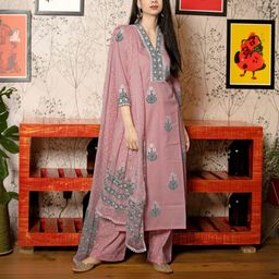 gosriki Women Viscose Rayon Kurta Pant Dupatta Set-picture-21