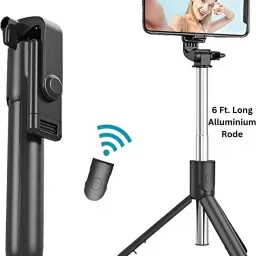 MAK R1-L Vlogging, Photo Shooting, 360° Rotatable Head, Hidden Tripod Stand Bluetooth Selfie Stick-image-6