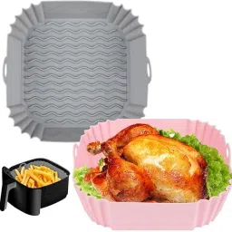2 Pcs Mutlicolor Square Silicone Basket Baking Airfryer Tray-image-88