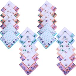 KUBER INDUSTRIES Handkerchiefs|Cotton White Border Ladies Hanky|Hankies for Girls|Set of 24|Multi ["Multicolor"] Handkerchief-image-14
