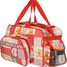 PVC Teddy Print Mothers Bag With Handle (Red) Mothers Bag-image-98